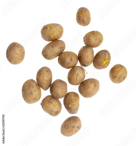 Boiled potatoes isolated on white background