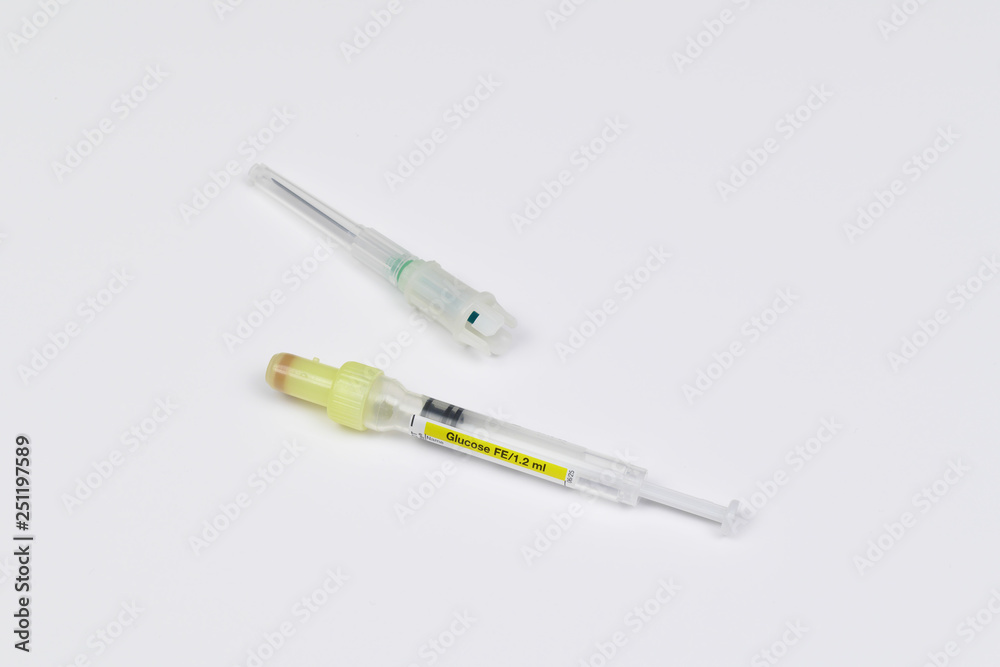 Single use syringe isolated on white Single use syringe isolated on white