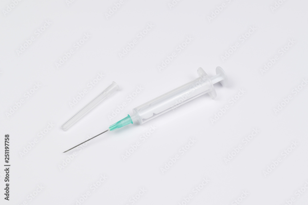 Single use syringe isolated on white Single use syringe isolated on white