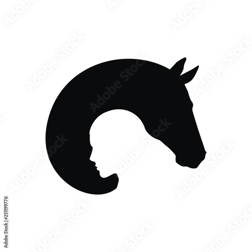 Silhouette of a man and a horse