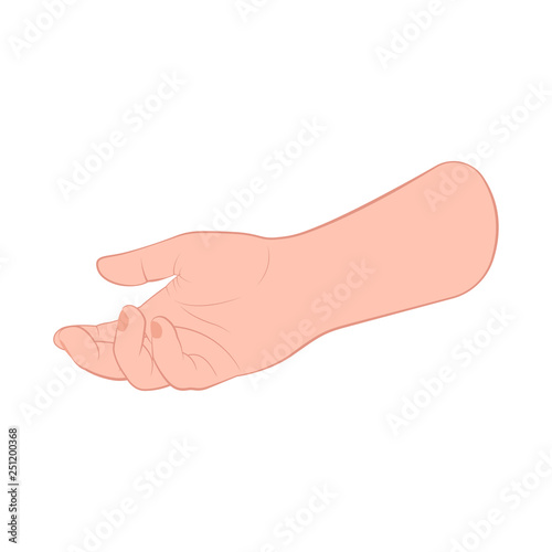 Outstretched begging hand isometric concept