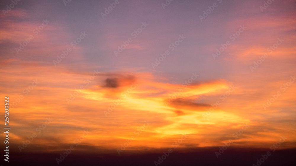 Beautiful Cloudscape with Bright Red and Blue Clouds.Twilight sky and cloud after Sunset.
