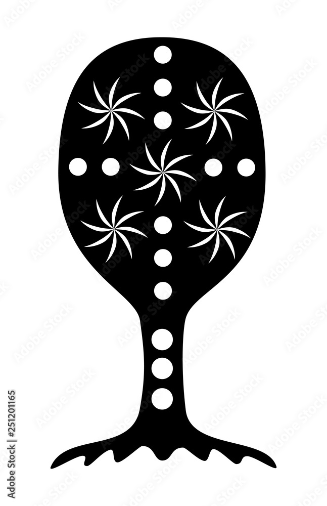The tree of life. Symbolic mystical drawing. Black and white vector graphics. The tree of life. Symbolic mystical drawing. Black and white vector graphics.