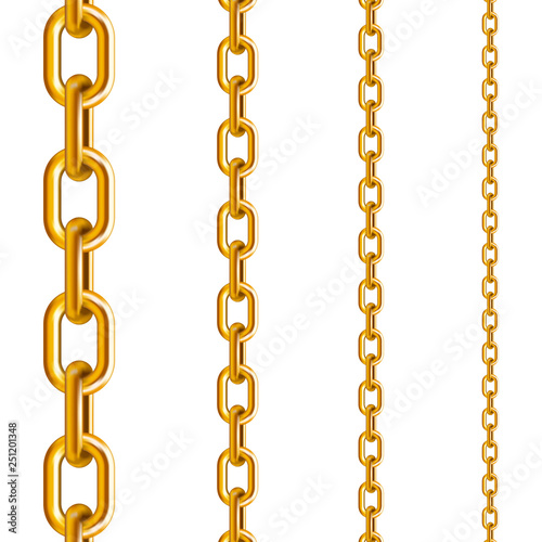Gold chains in different sizes photo