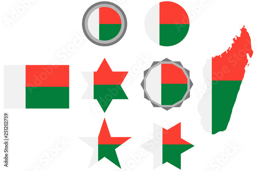Free Download Set with the image of the flag of Madagascar. Vector. - GFXLoad