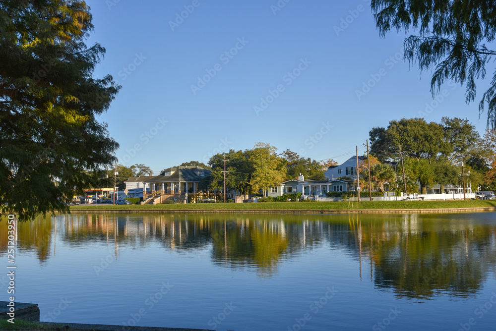 Typical houses in the Bayou St. John of New Orleans (USA)