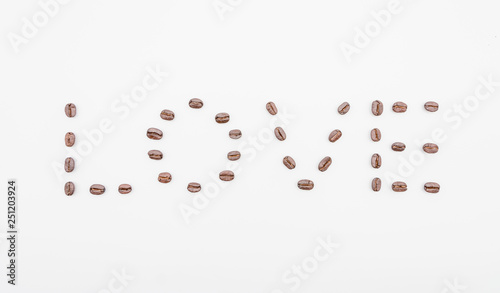 Coffee beans,Love Coffee.Valentine's Day background and texture.