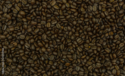 Many coffee beans background and texture.