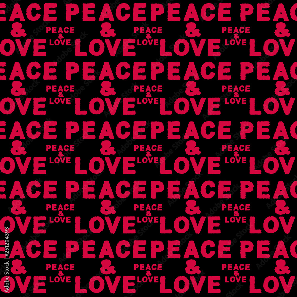 Peace and Love Phrase Seamless Pattern