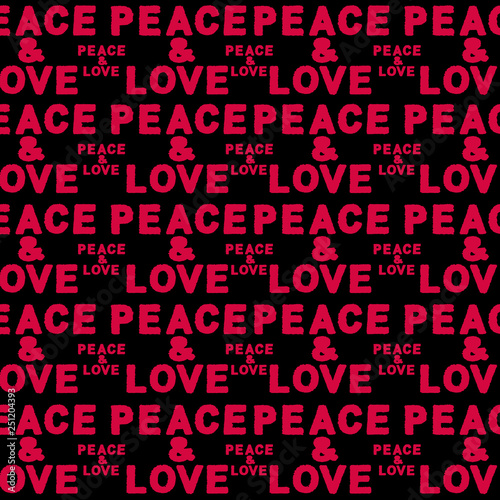 Peace and Love Phrase Seamless Pattern photo