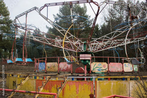 Abandoned amusement park. Not used carousel  swing.