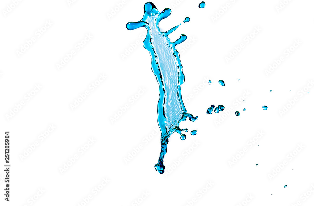 Interestingly Shaped Water Splash and Droplets Against Pure White Background Interestingly Shaped Water Splash and Droplets Against Pure White Background