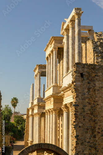 Classic Roman amphitheater located in Merida (Spain) photo