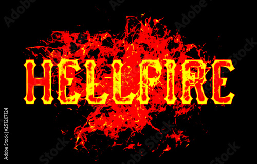 фотографія hellfire word text logo fire flames design with a grunge or grungy texture