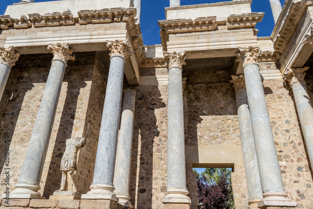 Classic Roman amphitheater located in Merida (Spain)