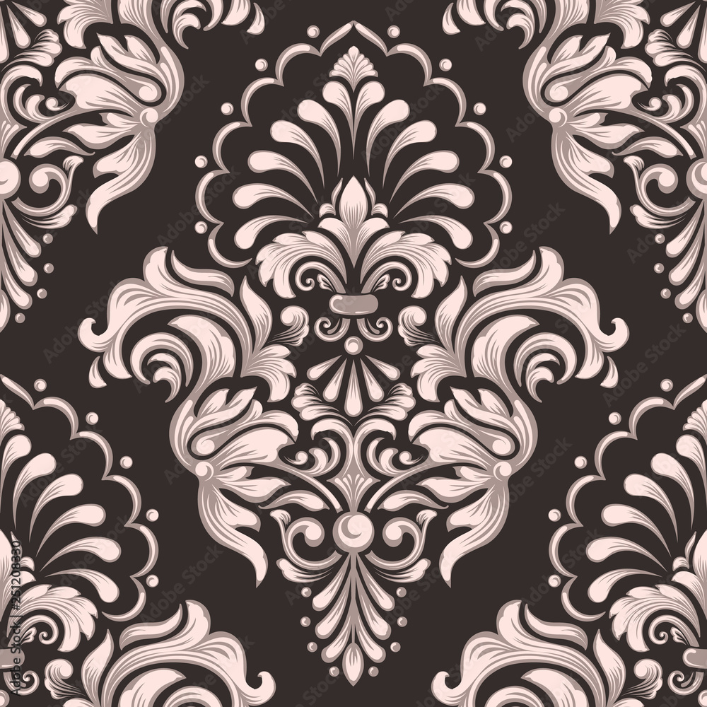 Vector damask seamless pattern element. Classical luxury old fashioned damask ornament, royal victorian seamless texture for wallpapers, textile, wrapping. Exquisite floral baroque template. Vector damask seamless pattern element. Classical luxury old fashioned damask ornament, royal victorian seamless texture for wallpapers, textile, wrapping. Exquisite floral baroque template.