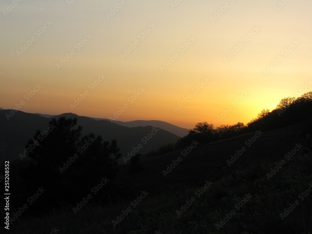 Crimean mountains at sunset Crimean mountains at sunset