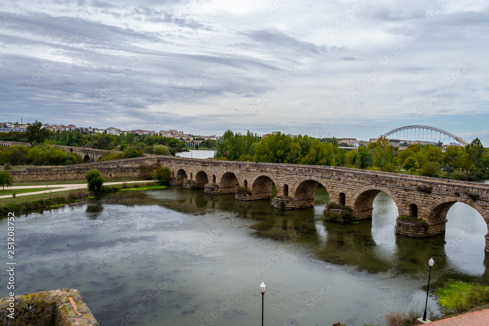 Bridge over the Guadiana in Merida (Spain)