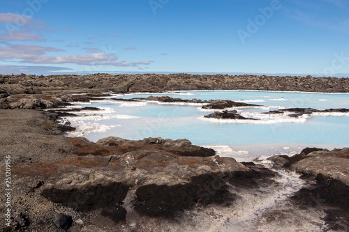 blue lagoon geothermal hot sea waters in cold volcanic lava © Uladzimir