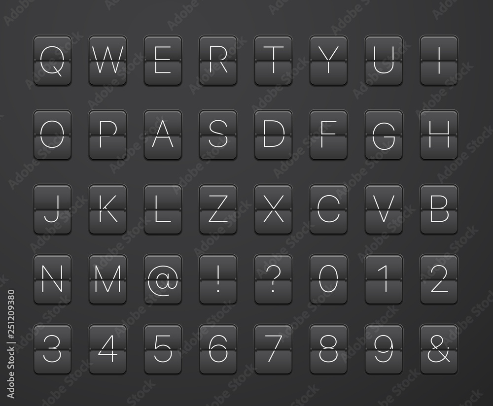 English alphabet and digits on scoreboard. Vector template English alphabet and digits on scoreboard. Vector template