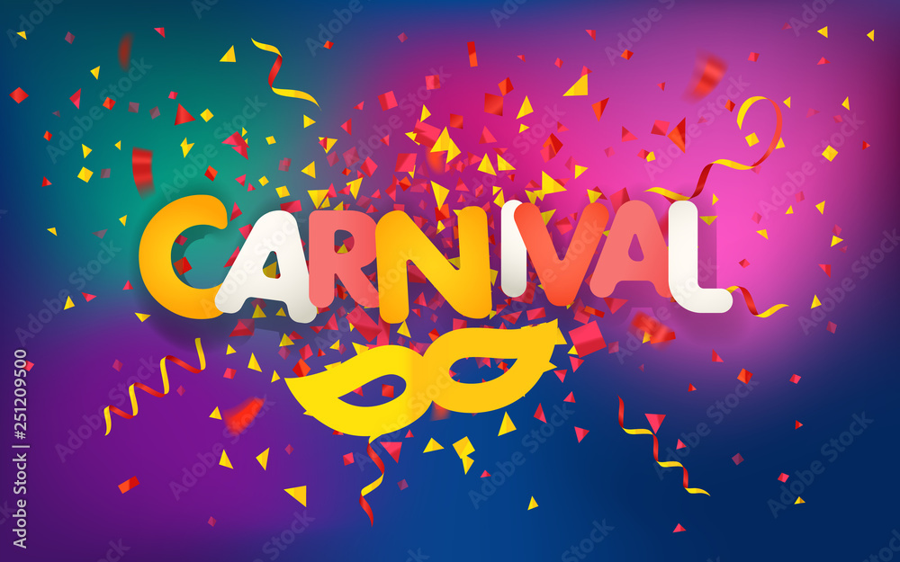Brazilian traditional carnival concept. Festive banner vector template. Colorful confetti and ribbons Brazilian traditional carnival concept. Festive banner vector template. Colorful confetti and ribbons