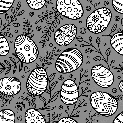 Happy Easter seamless pattern. Vector Easter background