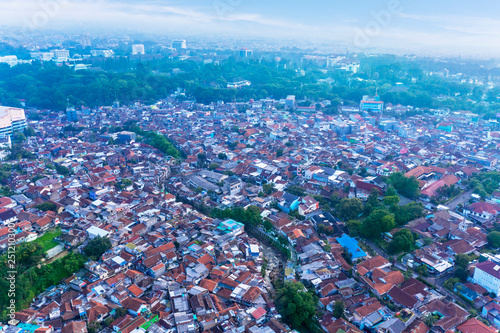 Bandung cityscape with dense residential houses photo