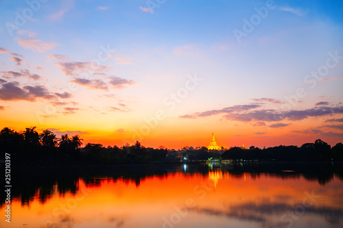 Shwedagon Pagoda at sunset