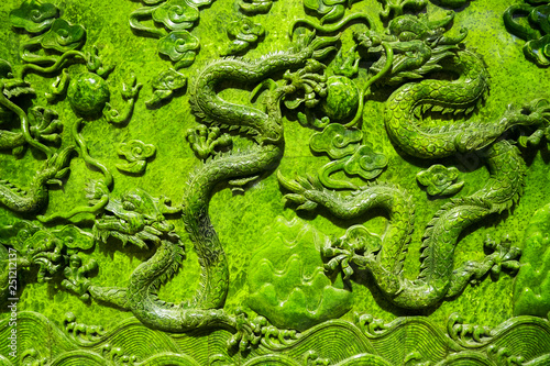 Fototapeta Naklejka Na Ścianę i Meble -  Beautiful jade stone with dragon carved