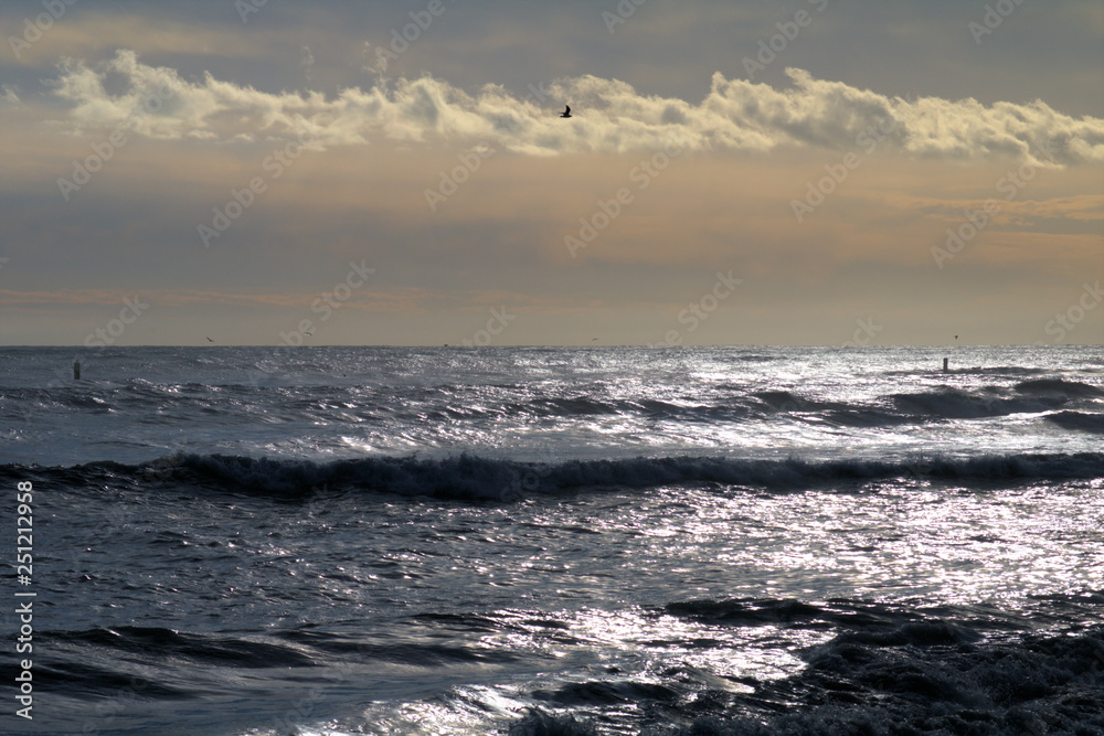 sunrise over the sea,waves, sun,landscape, horizon, cloud, seascape, beautiful, shore, 