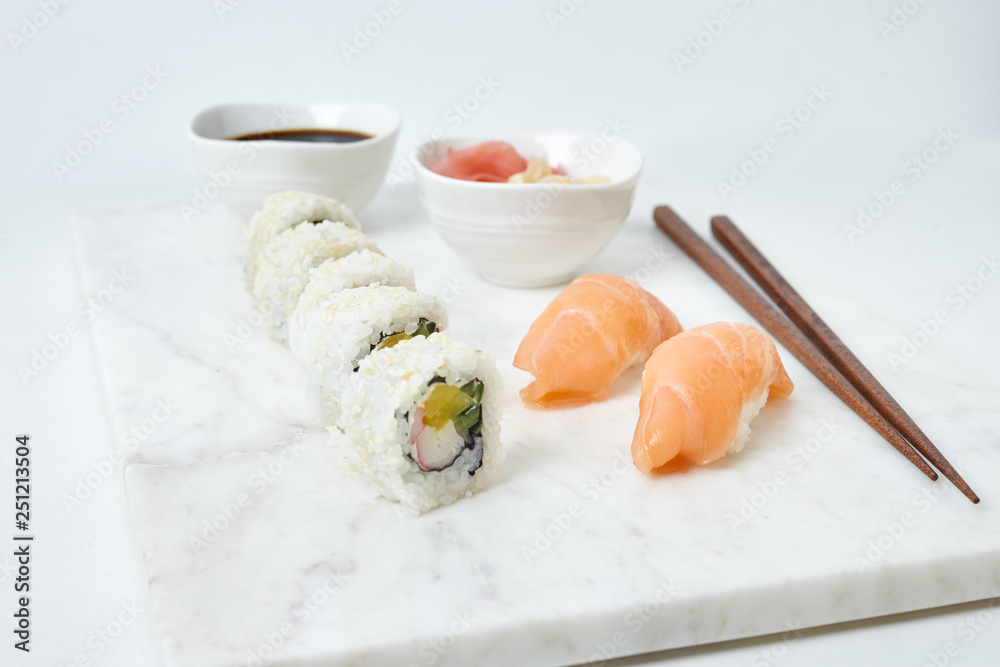 Sushi set on marble board Sushi set on marble board