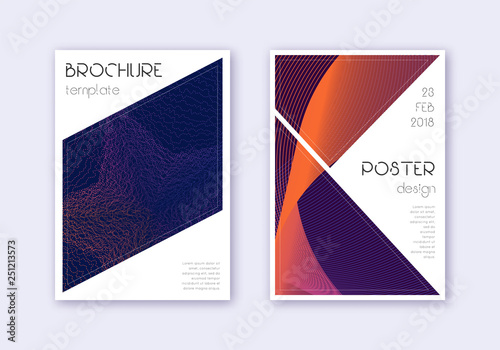 Triangle cover design template set. Violet abstrac