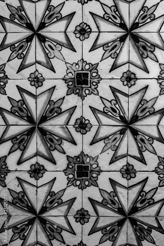 Decorative tiles (or azulejos) in a wall in the Iberian peninsula photo