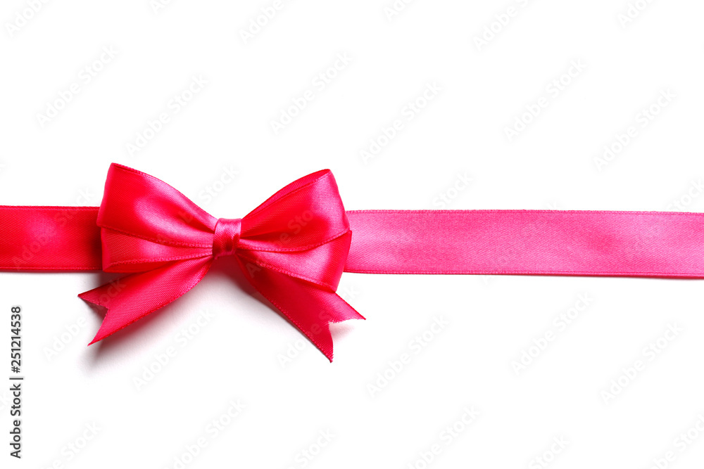 Pink bow and ribbon on a white background Pink bow and ribbon on a white background