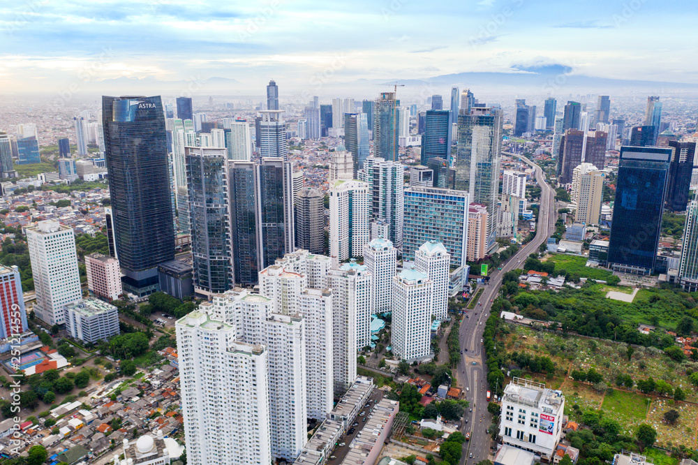 Crowded skyscrapers in Jakarta city