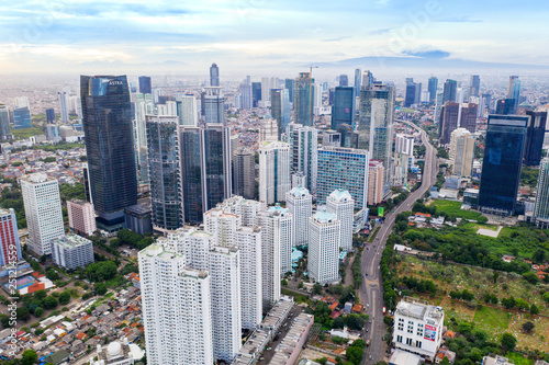Crowded skyscrapers in Jakarta city