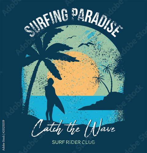 Surfer summer sunset print