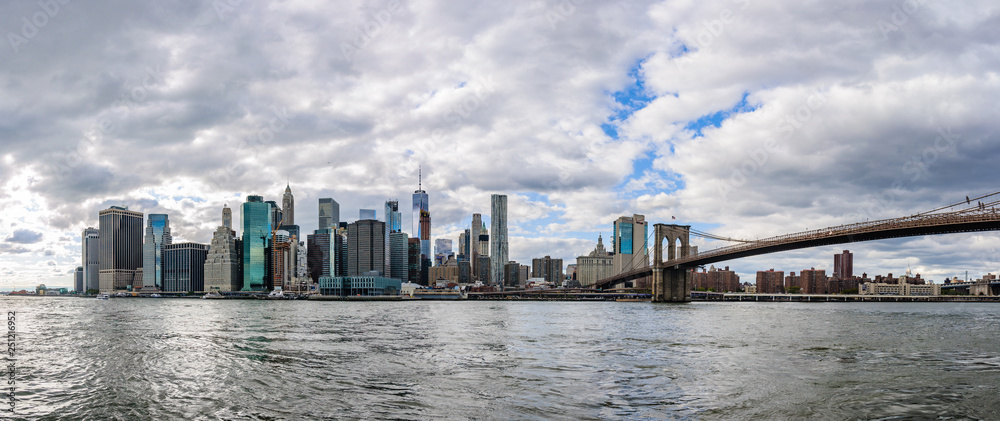 NYC Skyline from Brooklyn Bridge Park in Brooklyn, New York, USA