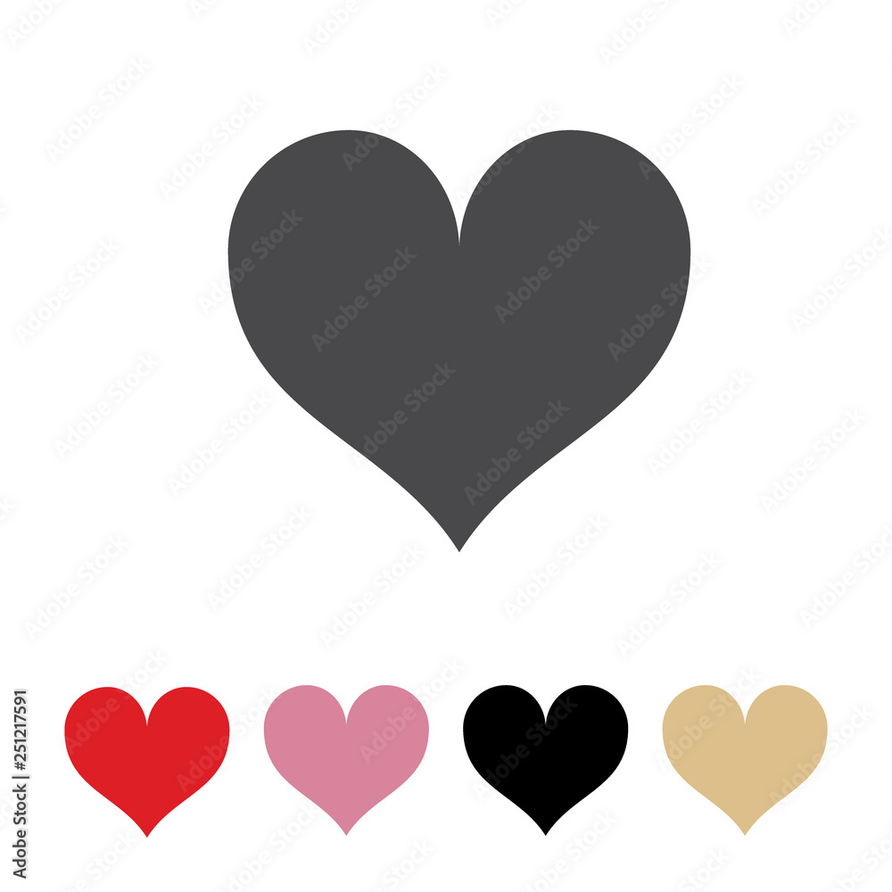 Heart vector icon in different colors