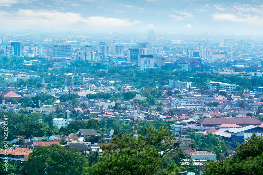 Misty residential houses in Bandung city