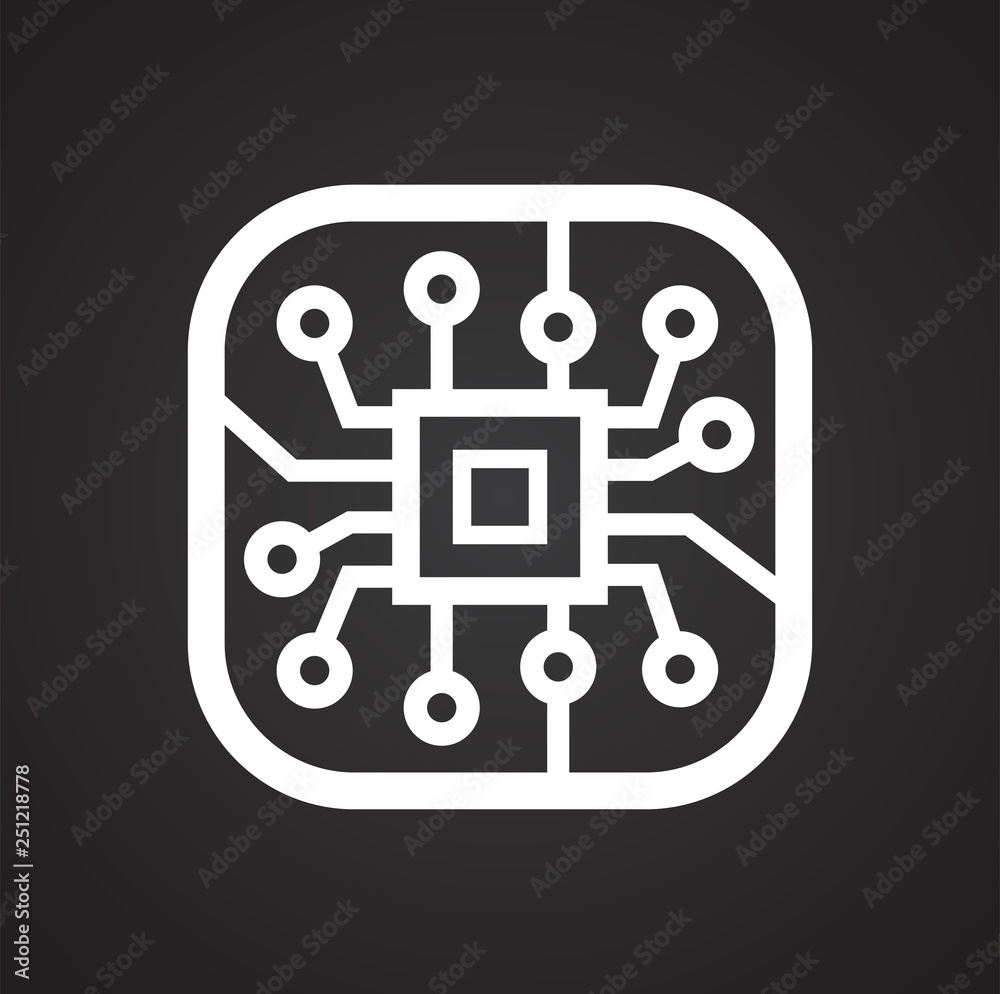 Electronic circuit icon on black background for graphic and web design, Modern simple vector sign. Internet concept. Trendy symbol for website design web button or mobile app Electronic circuit icon on black background for graphic and web design, Modern simple vector sign. Internet concept. Trendy symbol for website design web button or mobile app