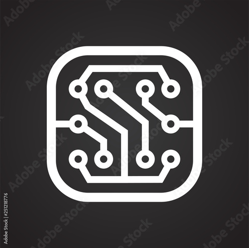 Electronic circuit icon on black background for graphic and web design, Modern simple vector sign. Internet concept. Trendy symbol for website design web button or mobile app