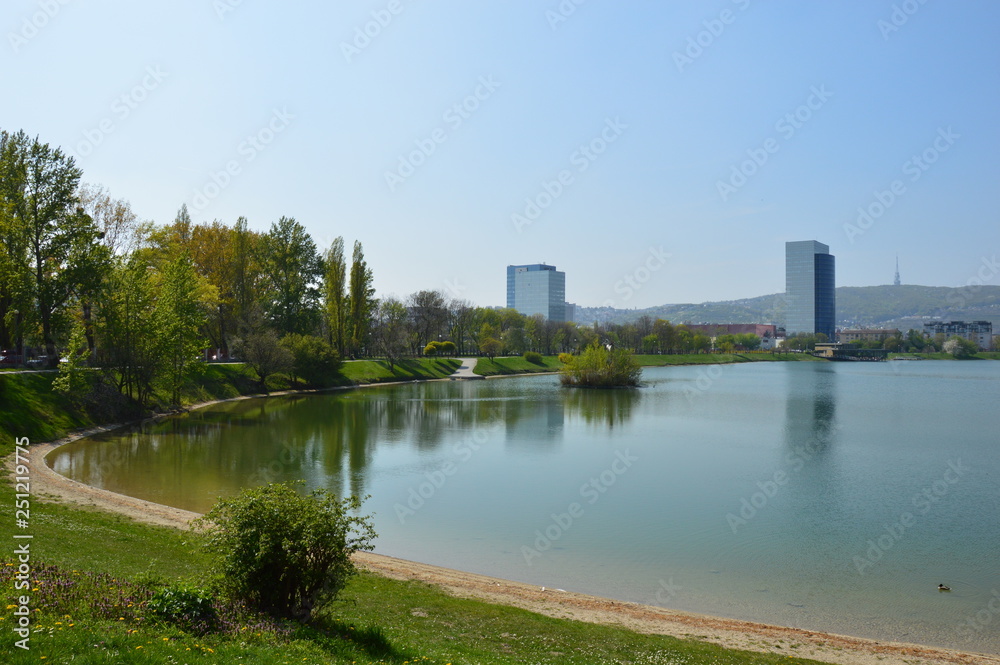 Landscape lake in the city of Bratislava