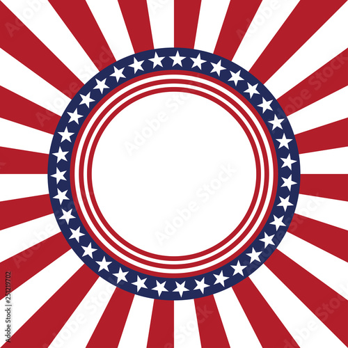 USA star vector pattern round frame. American patriotic circle border with stars and stripes pattern.