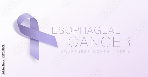 Esophageal Cancer Awareness Calligraphy Poster Design. Realistic Periwinkle Ribbon. April is Cancer Awareness Month. Vector