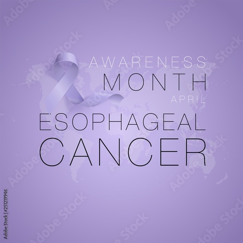 Esophageal Cancer Awareness Calligraphy Poster Design. Realistic Periwinkle Ribbon. April is Cancer Awareness Month. Vector