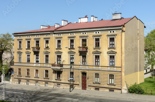 Three-storey residential building on Podzamkova street in Krakow. Poland.