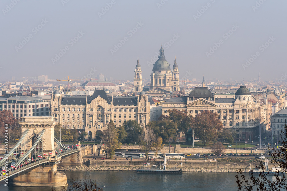 Budapest Hungary, city skyline at St. Stephen's Basilica