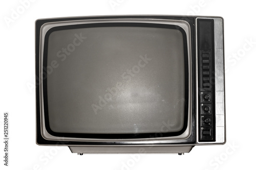 Obraz na płótnie Old black and white TV with a dark screen w salonie