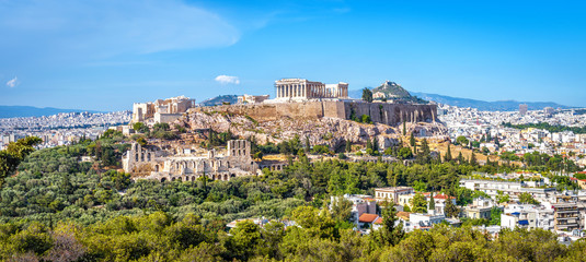 Papier peint photo Athènes Panorama d'Athènes et colline sacrée  © scaliger